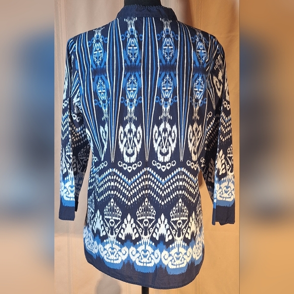 JONES NEW YORK Blue and White Tunic - Picture 4 of 6